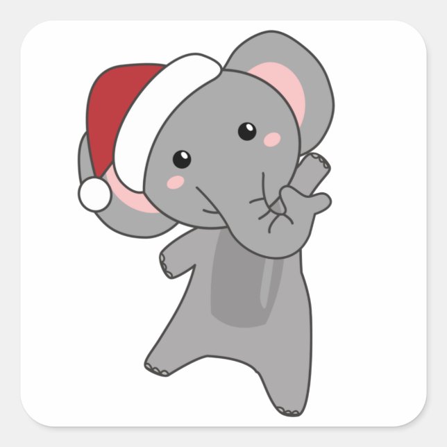 Elephant Christmas Snow Winter Animals Elephants Square Sticker (Front)