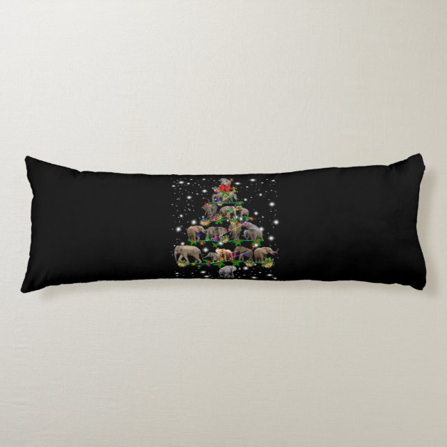 Elephant Christmas Tree Covered By Flashlight Body Pillow (Front)