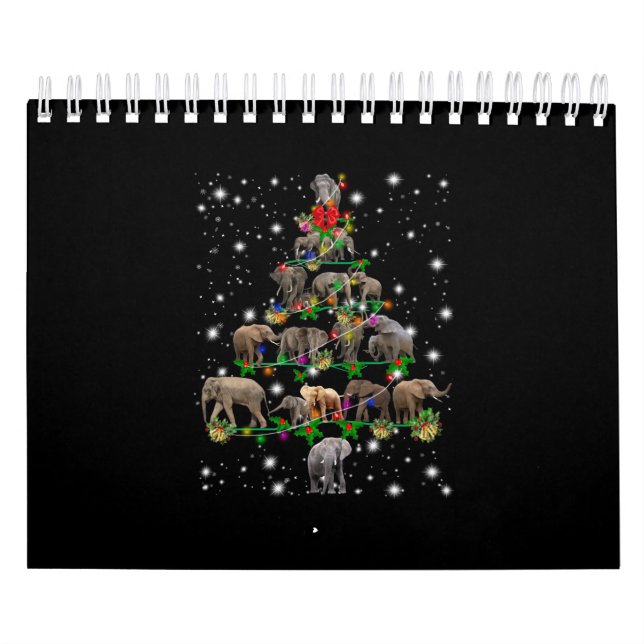 Elephant Christmas Tree Covered By Flashlight Calendar (Cover)