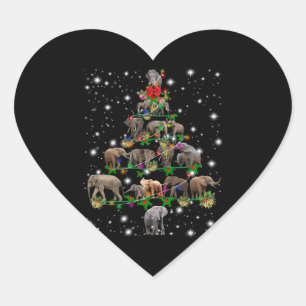Elephant Christmas Tree Covered By Flashlight Heart Sticker