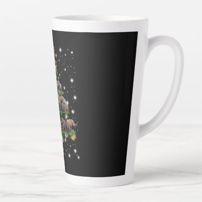 Elephant Christmas Tree Covered By Flashlight Latte Mug (Right)