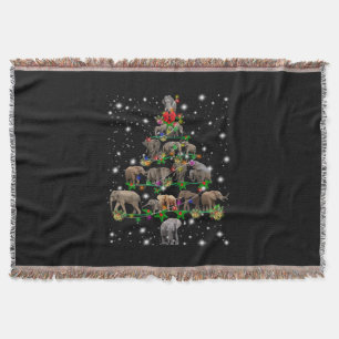 Elephant Christmas Tree Covered By Flashlight Throw Blanket