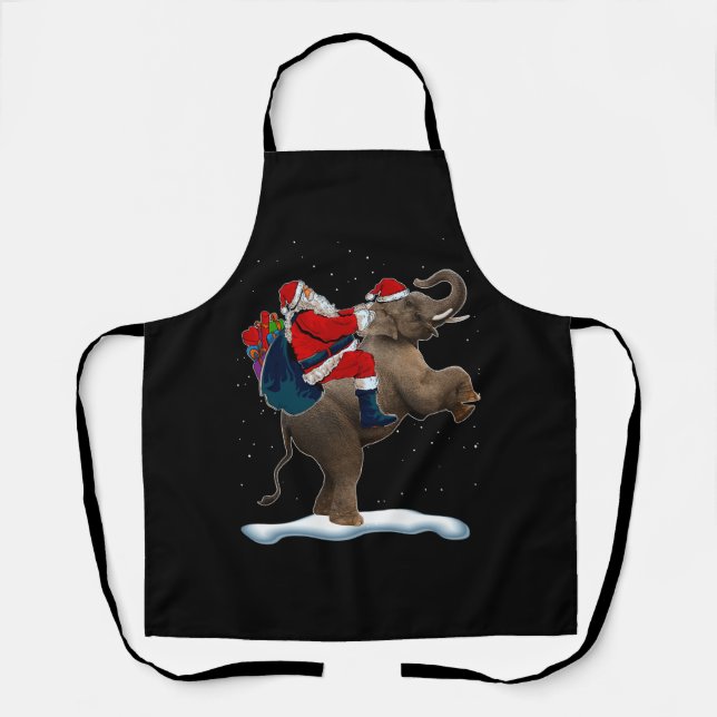 Elephant Christmas Tree Light Hat Xmas Santa Ridin Apron (Front)