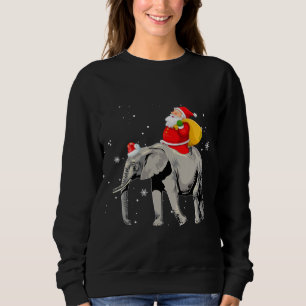 Elephant Christmas Tree Light Hat Xmas Santa Ridin Sweatshirt