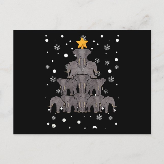 Elephant Christmas Tree Safari Animal Lover Xmas Postcard (Front)