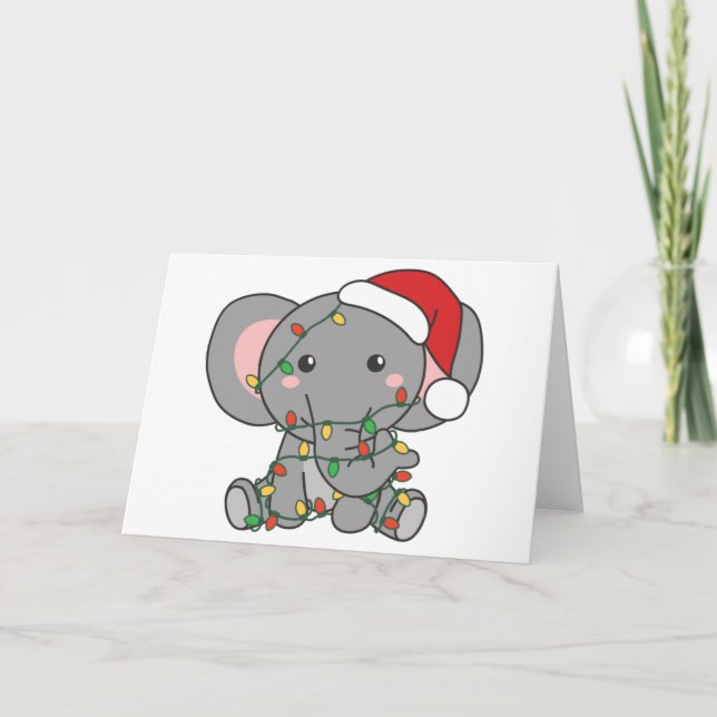 Elephant Christmas Winter Animals Elephants Holida Holiday Card (Front)