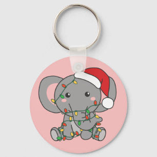 Elephant Christmas Winter Animals Elephants Keycha Keychain