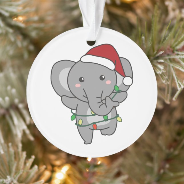 Elephant Christmas Winter Animals Elephants Ornament (Tree)