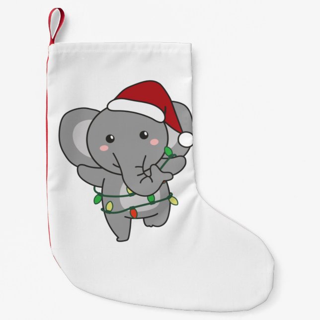 Elephant Christmas Winter Animals Elephants Small Christmas Stocking (Front)