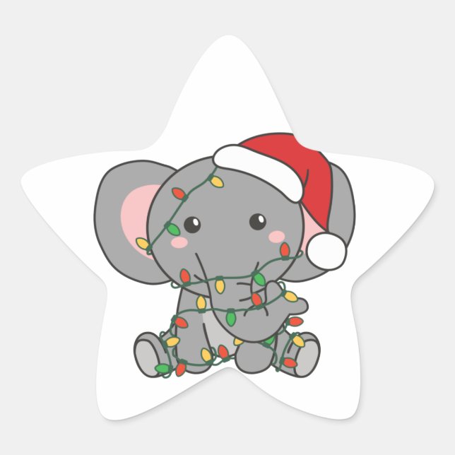 Elephant Christmas Winter Animals Elephants Star S Star Sticker (Front)