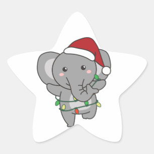 Elephant Christmas Winter Animals Elephants Star S Sticker
