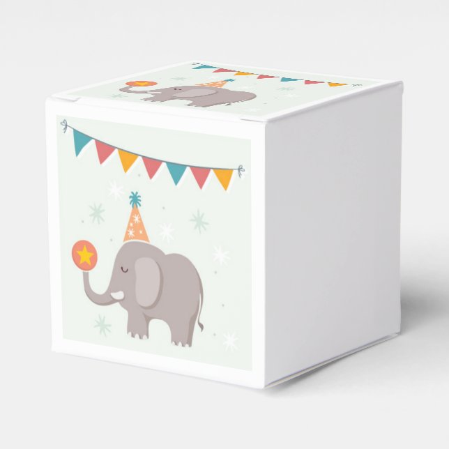 Elephant Circus Birthday Party Favour Favor Box (Front Side)