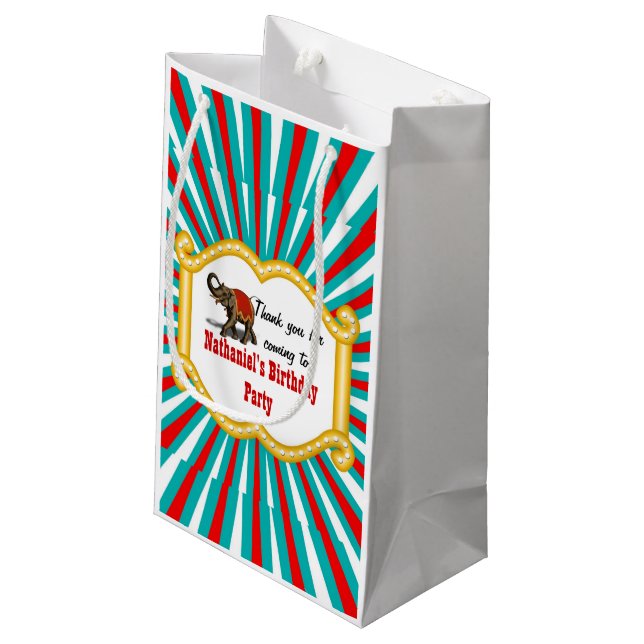 Elephant Circus Frame Kids Boys Birthday Party Small Gift Bag (Back Angled)