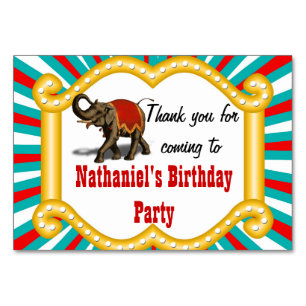 Elephant Circus Frame Kids Boys Birthday Party Table Number
