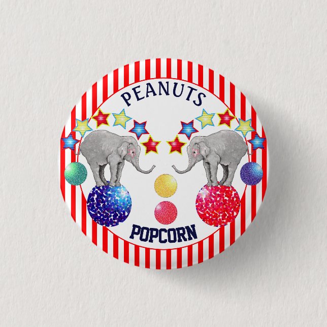 Elephant Circus Stars Carnival 1 Inch Round Button (Front)