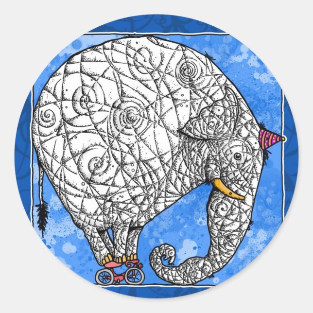 elephant classic round sticker (Front)