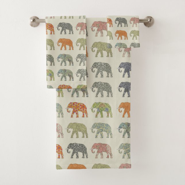 Eléphant Coloré Animal Motif contemporain (En situation)