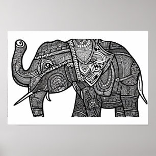 Elephant Coloring Page  Poster