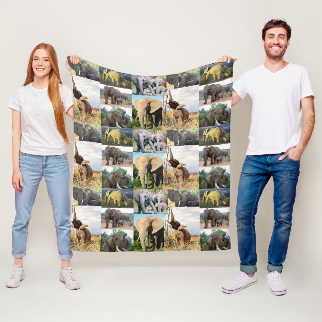 Elephant Colour Photo Fleece Blanket (In Situ)