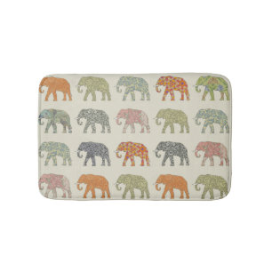 Elephant Colourful Animal Pattern Bath Mat