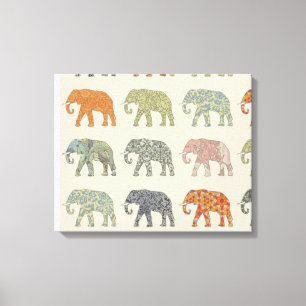Elephant Colourful Animal Pattern Canvas Print