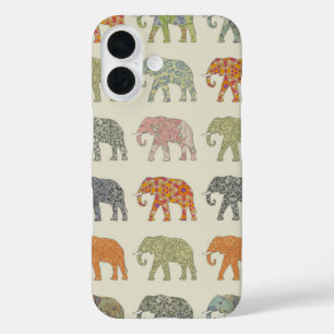 Elephant Colourful Animal Pattern iPhone 16 Case