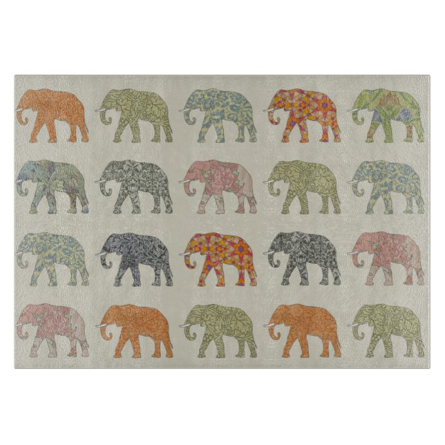 Elephant Colourful Animal Pattern Contemporary Cutting Board (Front)