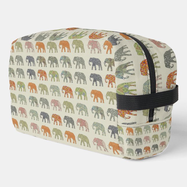 Elephant Colourful Animal Pattern Contemporary Dopp Kit (Left Corner)