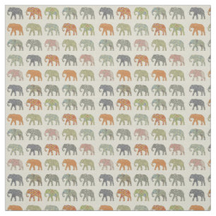 Elephant Colourful Animal Pattern Contemporary Fabric