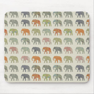 Elephant Colourful Animal Pattern Contemporary Mouse Pad