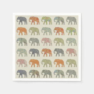 Elephant Colourful Animal Pattern Contemporary Napkin