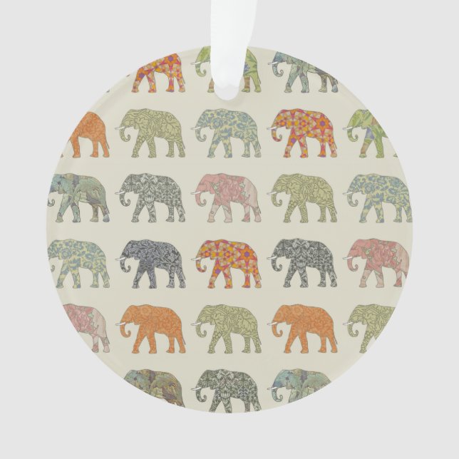 Elephant Colourful Animal Pattern Contemporary Ornament (Front)