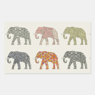 Elephant Colourful Animal Pattern Contemporary Sticker