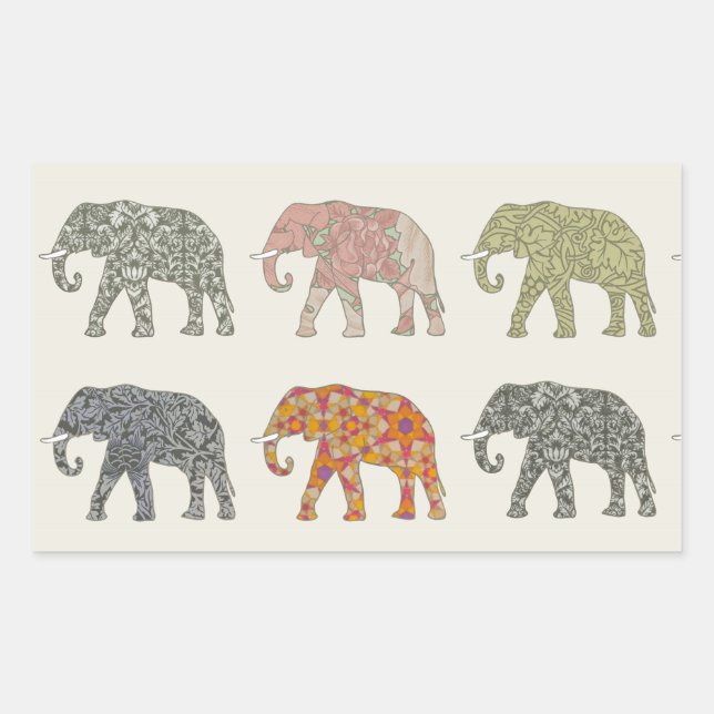 Elephant Colourful Animal Pattern Contemporary Sticker (Front)