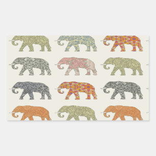 Elephant Colourful Animal Pattern Contemporary Sticker