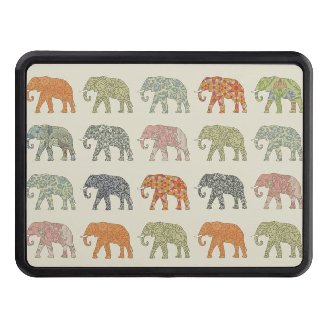 Elephant Colourful Animal Pattern Contemporary Trailer Hitch Cover (Front)