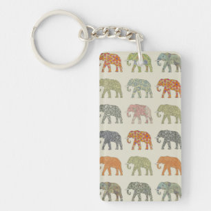 Elephant Colourful Animal Pattern Keychain