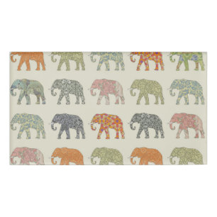 Elephant Colourful Animal Pattern Name Tag