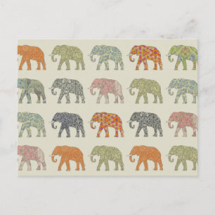 Elephant Colourful Animal Pattern Postcard