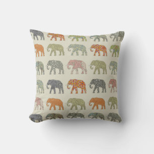 Elephant Colourful Animal Pattern Throw Pillow