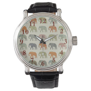Elephant Colourful Animal Pattern Watch