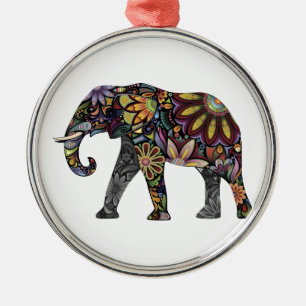 Elephant Colourful Metal Ornament