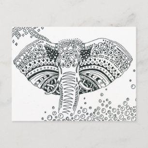 elephant colouring postcard gift
