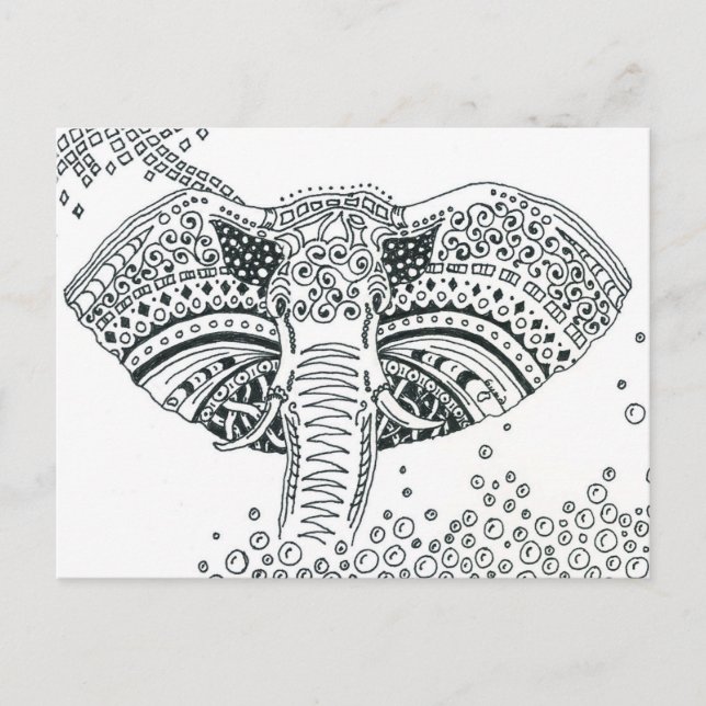 elephant colouring postcard gift (Front)