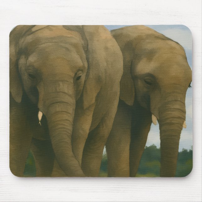 Elephant Companions in Savannah Light Mouse Pad (Front)