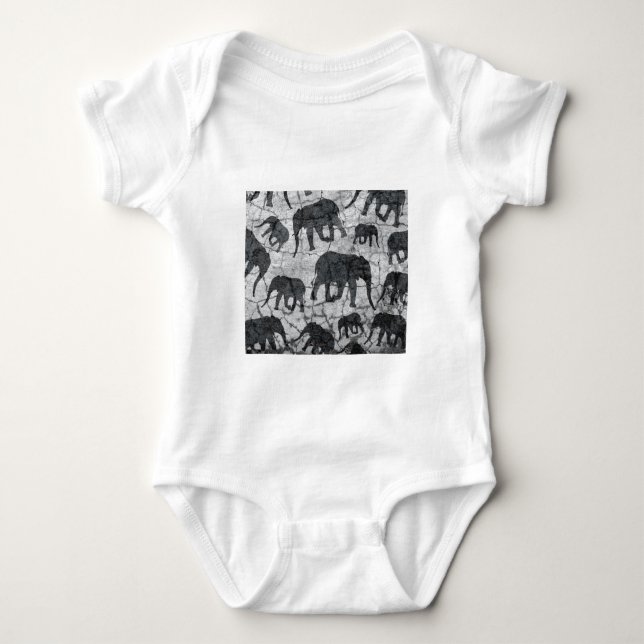 Elephant Concrete Pattern Design Baby Bodysuit (Front)