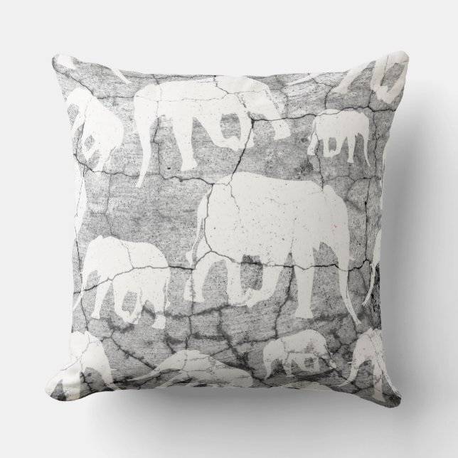 Elephant Concrete Pattern Throw Pillow (Front)