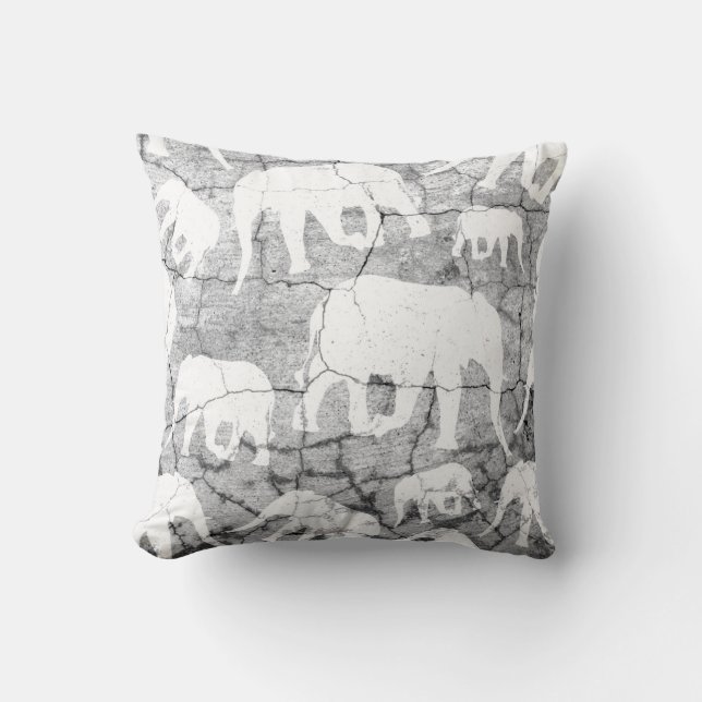 Elephant Concrete Pattern Throw Pillow (Front)
