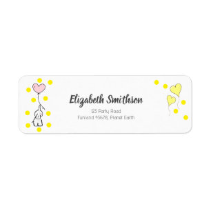 Elephant, Confetti et Heart Balloons Adresse migno