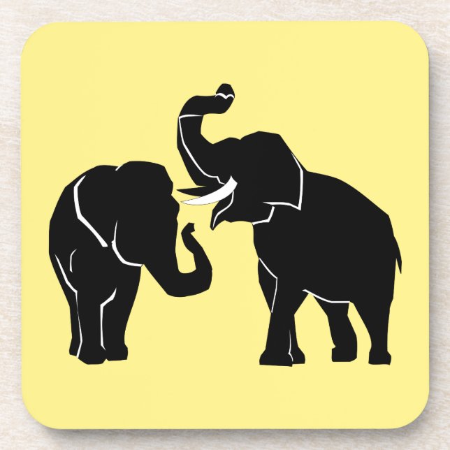 Elephant Couple Coaster Family - Your Colours (Front)